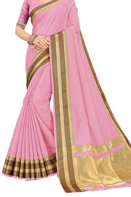 Pink Woven Silk Saree With Blouse 2