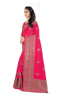 Pink Embroidered Silk Saree With Blouse 2