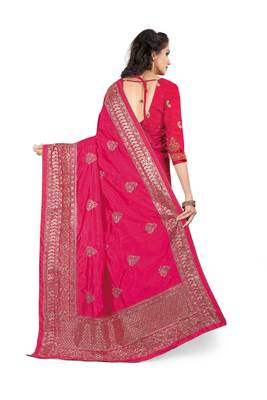 Pink Embroidered Silk Saree With Blouse 3