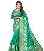 Green Embroidered Silk Saree With Blouse