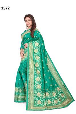 Green Embroidered Silk Saree With Blouse 2