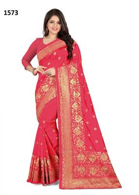 Pink Embroidered Silk Saree With Blouse 1