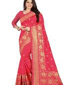 Pink Embroidered Silk Saree With Blouse