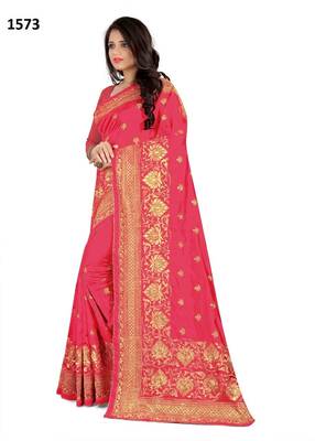 Pink Embroidered Silk Saree With Blouse 2