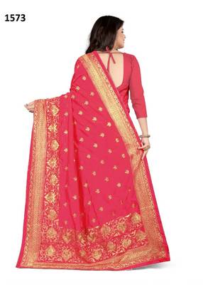 Pink Embroidered Silk Saree With Blouse 3