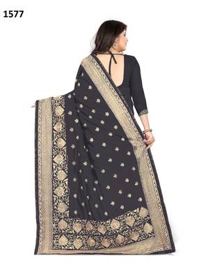 Black Embroidered Silk Saree With Blouse 3
