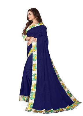 Blue Embroidered Silk Saree With Blouse 2