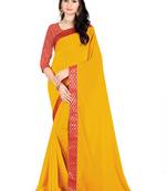 Yellow Embroidered Georgette Saree With Blouse