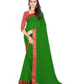 Green Embroidered Georgette Saree With Blouse