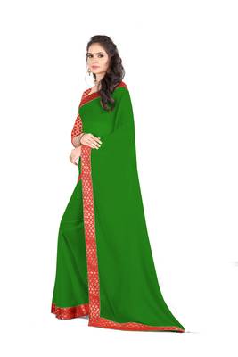 Green Embroidered Georgette Saree With Blouse 2