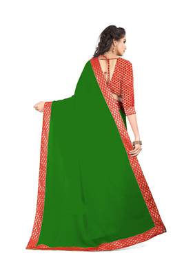 Green Embroidered Georgette Saree With Blouse 3