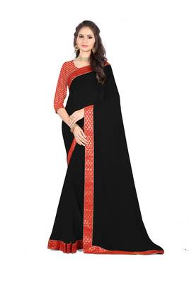 Black Embroidered Georgette Saree With Blouse 1