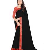 Black Embroidered Georgette Saree With Blouse