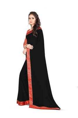Black Embroidered Georgette Saree With Blouse 2