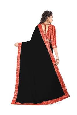 Black Embroidered Georgette Saree With Blouse 3