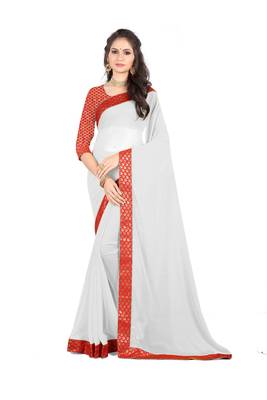 White Embroidered Georgette Saree With Blouse 1