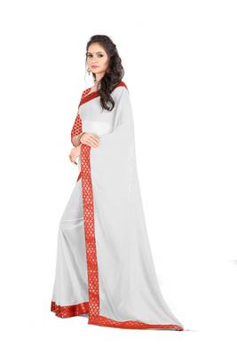 White Embroidered Georgette Saree With Blouse 2