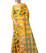 Yellow printed nylon saree with blouse