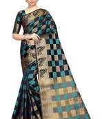 Black printed nylon saree with blouse
