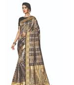 Black woven jacquard saree with blouse
