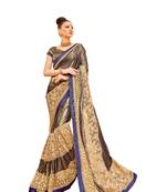 Cream embroidered lycra saree with blouse