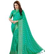 Green woven art silk saree with blouse