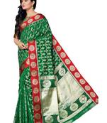 Green woven art silk saree with blouse