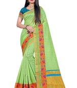 Light green woven organza saree with blouse