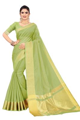 Light green woven organza saree with blouse 1