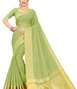 Light green woven organza saree with blouse