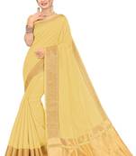 Light yellow woven organza saree with blouse