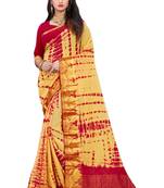 Light yellow printed chiffon saree with blouse
