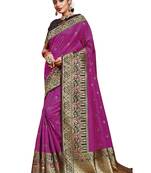 Magenta woven art silk saree with blouse