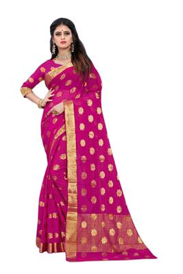 Magenta woven chiffon saree with blouse 1