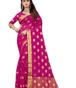 Magenta woven chiffon saree with blouse