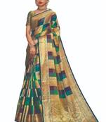 Multicolor woven banarasi silk saree with blouse