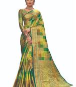 Multicolor woven banarasi silk saree with blouse