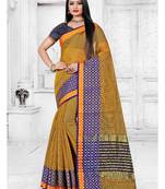 Mustard woven cotton silk saree with blouse