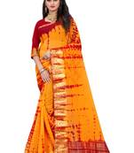 Mustard printed chiffon saree with blouse