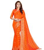 Orange woven art silk saree with blouse