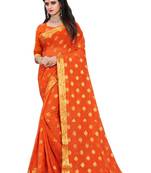 Orange woven chiffon saree with blouse
