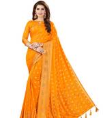 Orange woven art silk saree with blouse