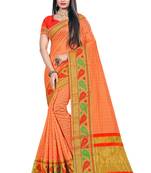Orange woven organza saree with blouse