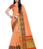 Orange woven organza saree with blouse