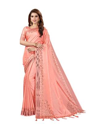 Peach woven manipuri silk saree with blouse 1