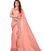 Peach woven manipuri silk saree with blouse