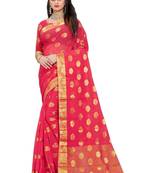 Pink woven chiffon saree with blouse