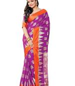 Purple woven art silk saree with blouse