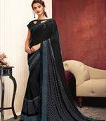 Black embroidered lycra saree with blouse