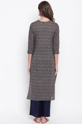 Grey embroidered cotton cotton-kurtis 2